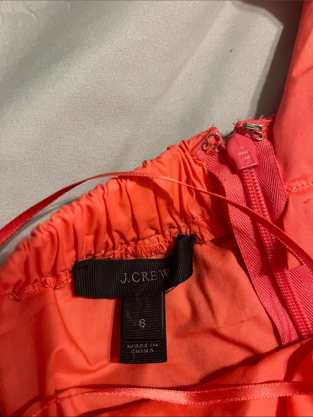 J. Crew One-Shoulder Coral Bow Dress size 6